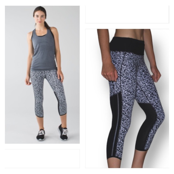 lululemon athletica Pants - Lululemon Pace Pusher Crop Mini Brushed Animal Black White / Black Sz 2